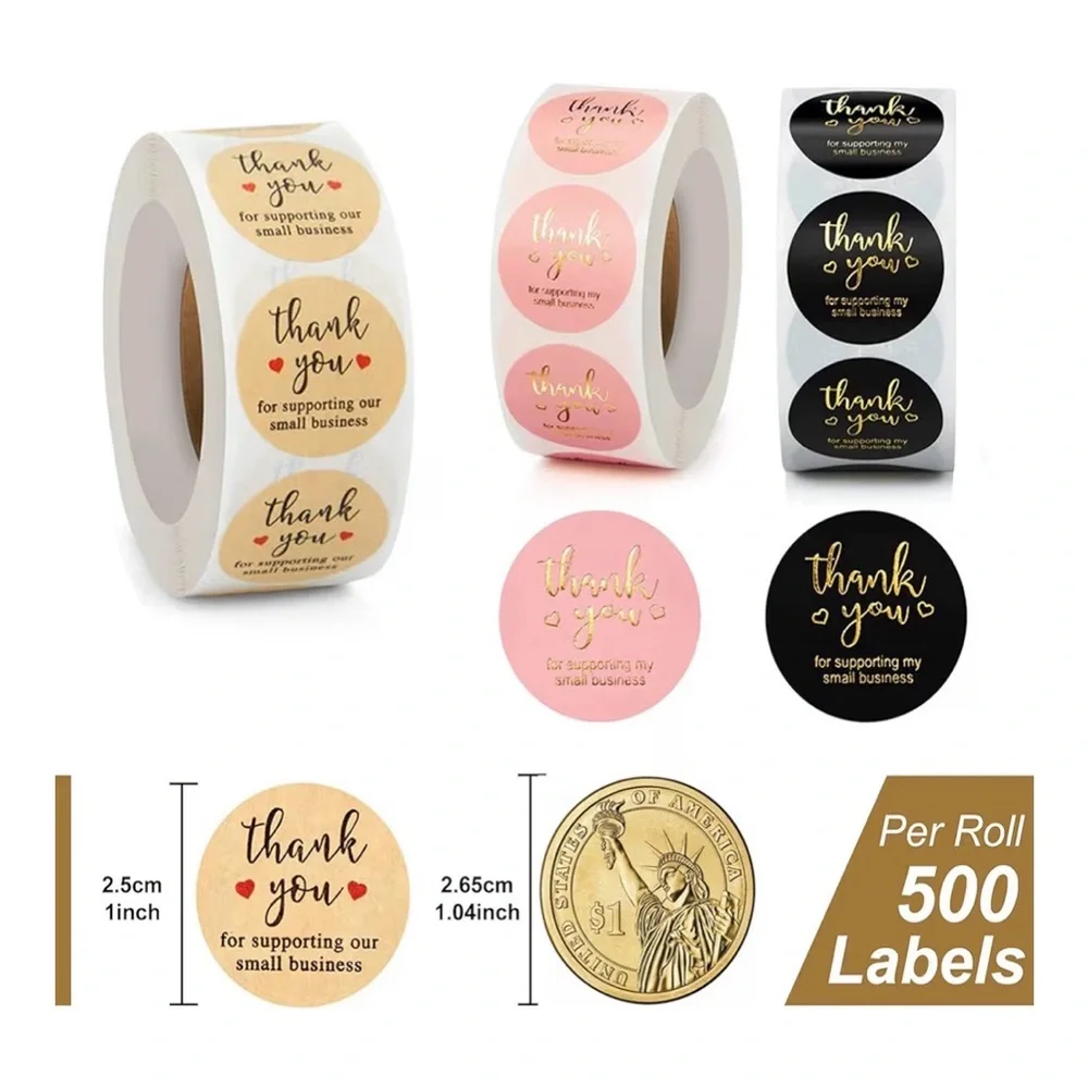 Thank You Stickers Roll for Small Business - Multicolor